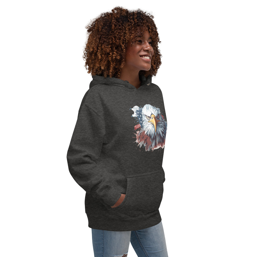 Unisex Premium Hoodie - Eagle Stare with US Flag