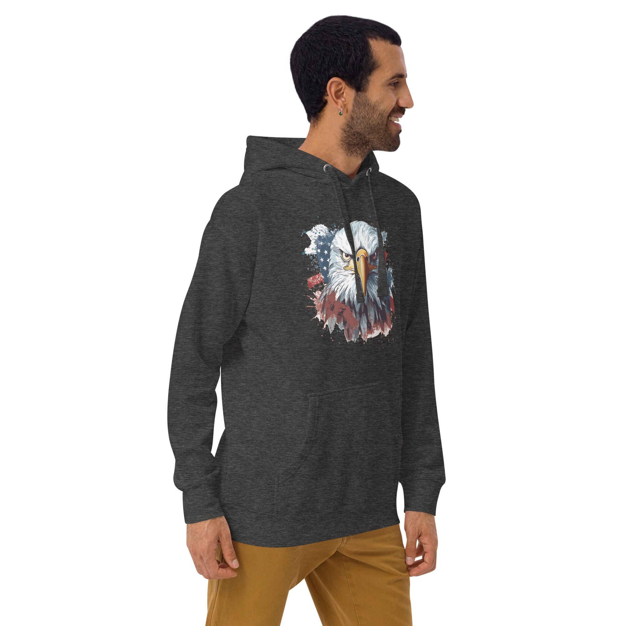 Unisex Premium Hoodie - Eagle Stare with US Flag