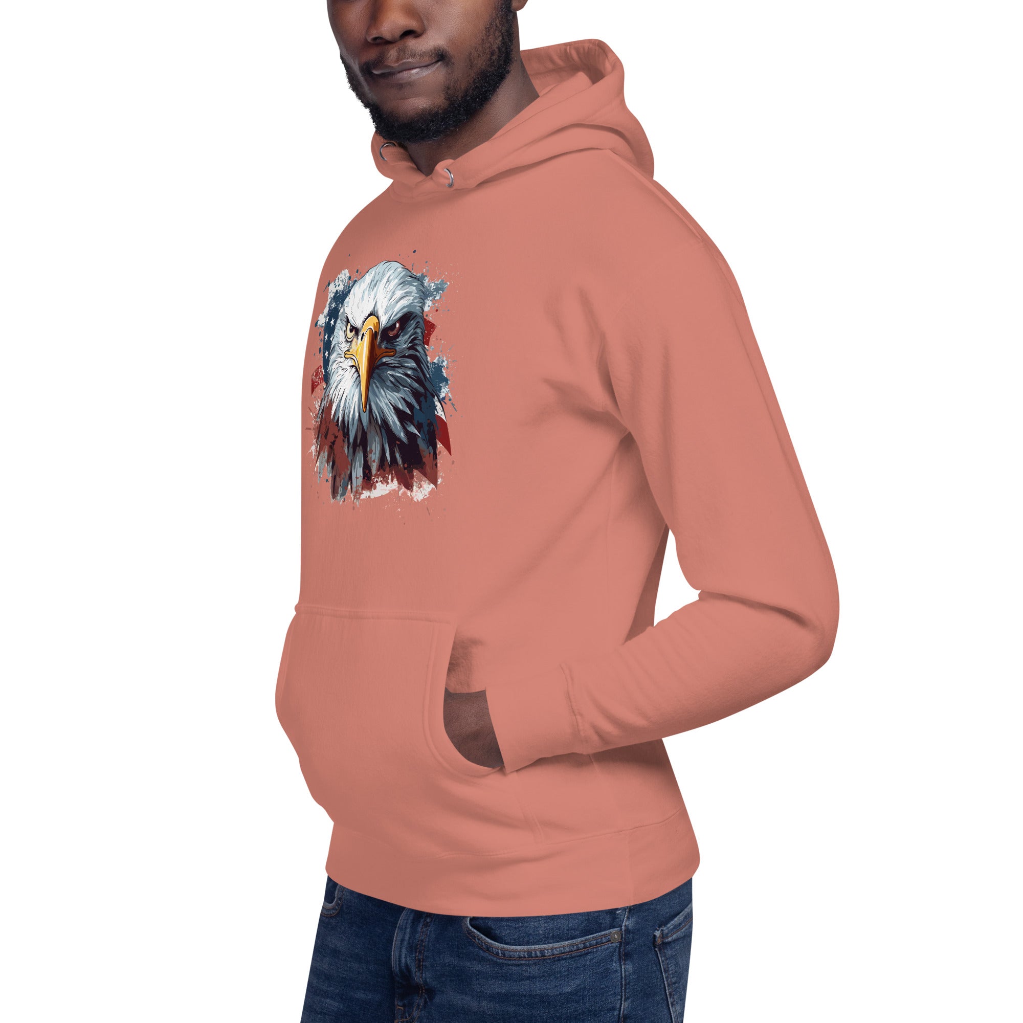 Unisex Premium Hoodie - Eagle Stare with US Flag