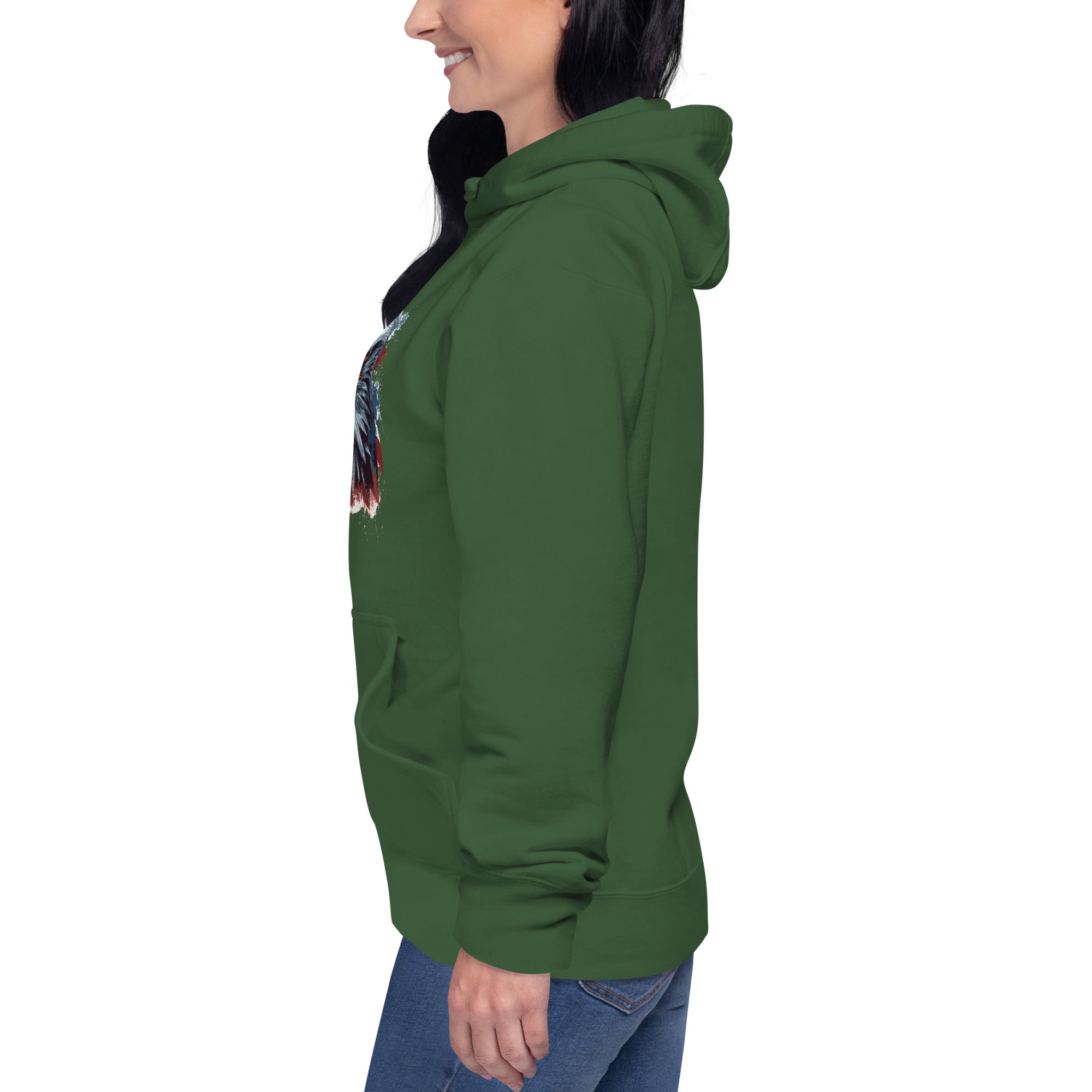 Unisex Premium Hoodie - Eagle Stare with US Flag