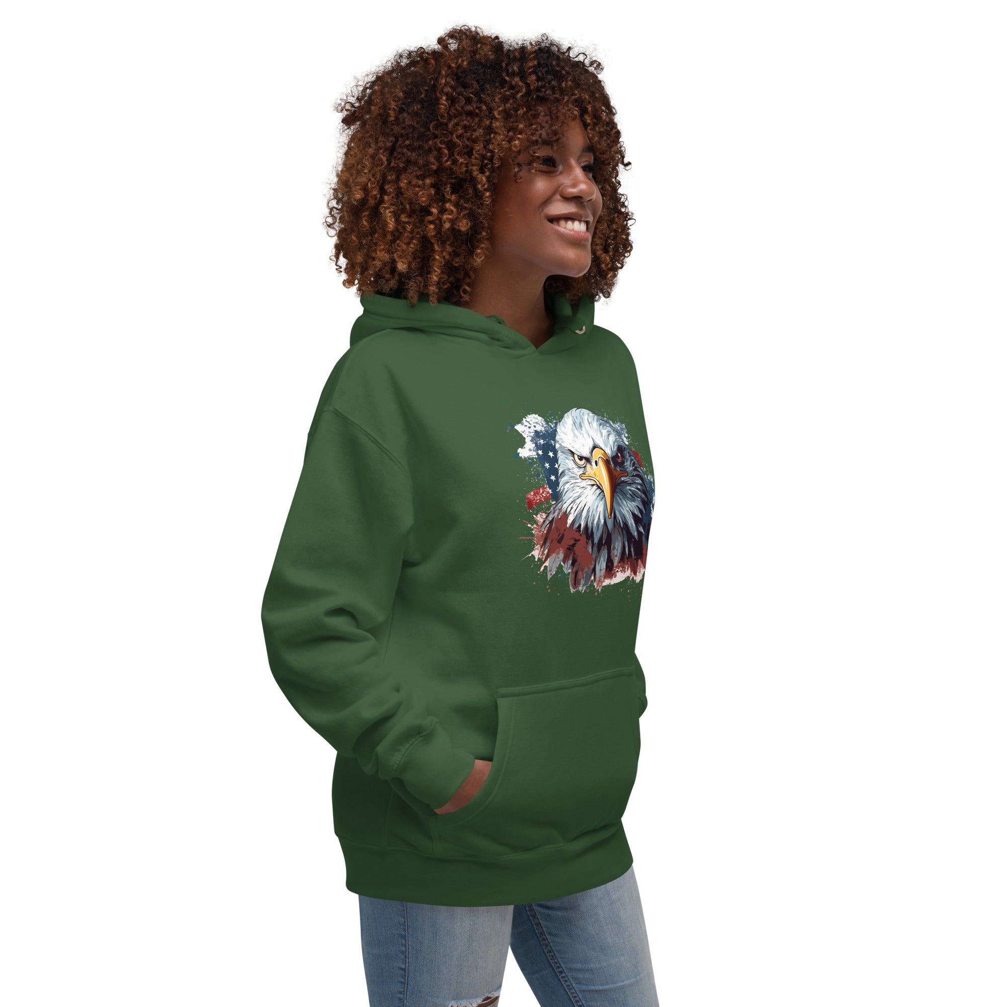 Unisex Premium Hoodie - Eagle Stare with US Flag