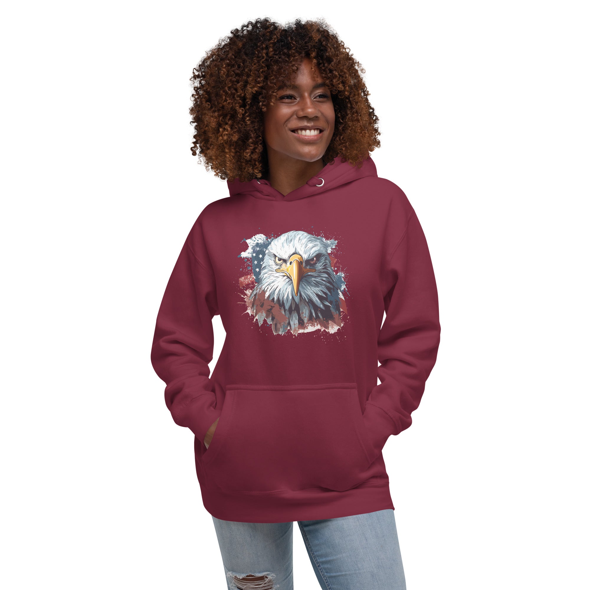 Unisex Premium Hoodie - Eagle Stare with US Flag