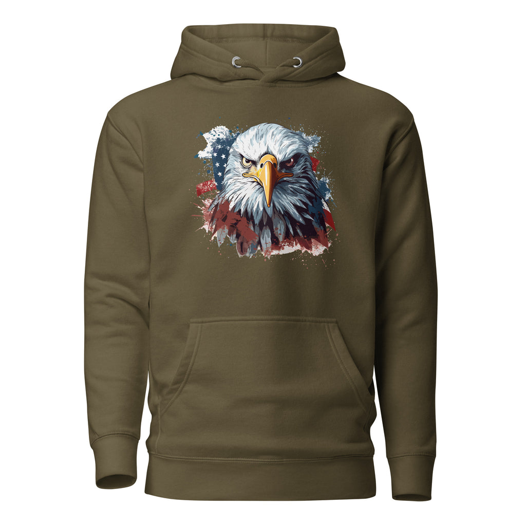 Unisex Premium Hoodie - Eagle Stare with US Flag