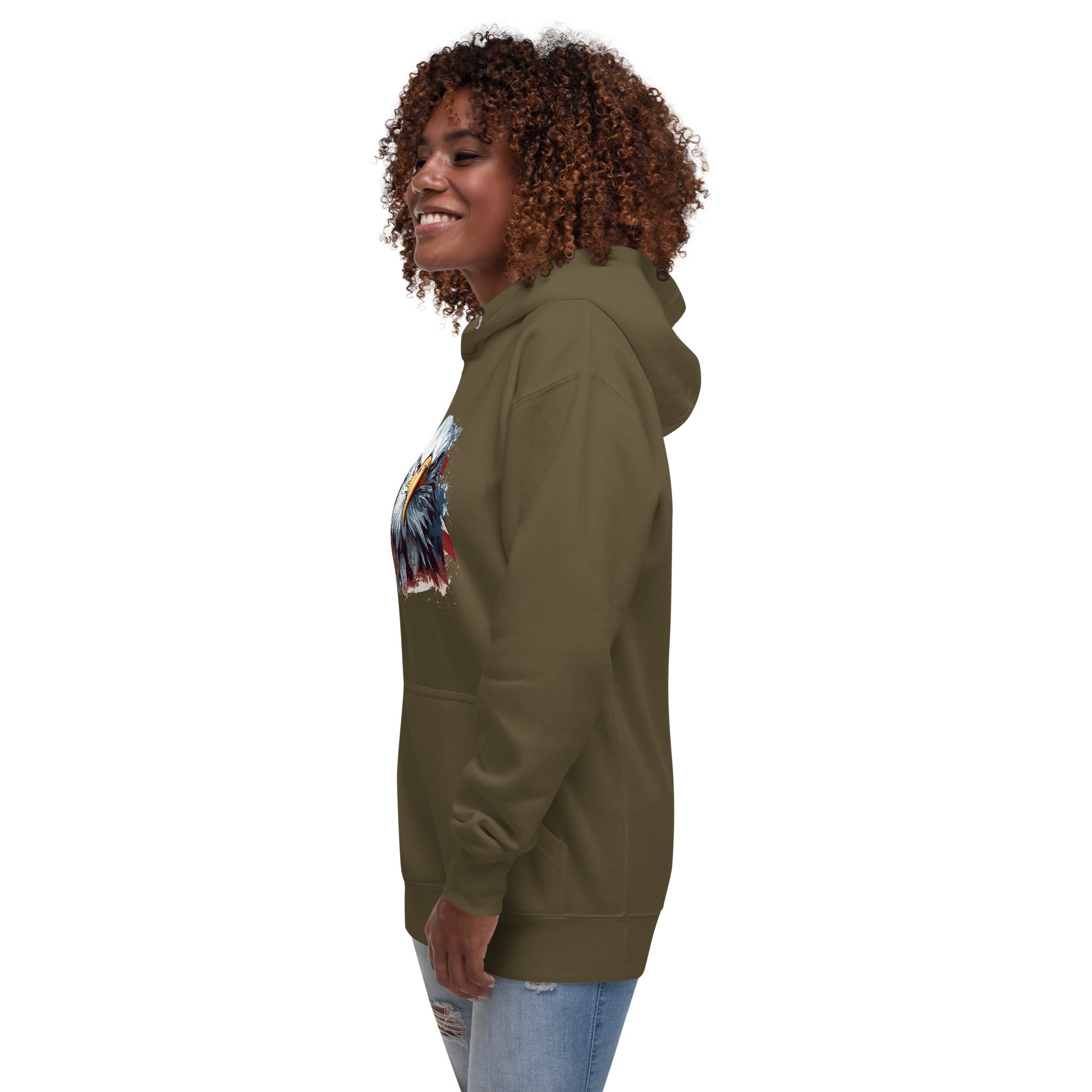 Unisex Premium Hoodie - Eagle Stare with US Flag