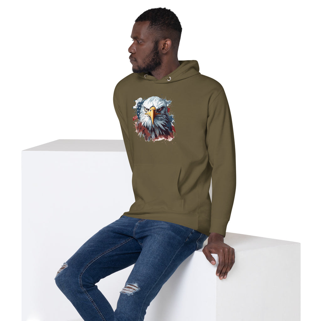 Unisex Premium Hoodie - Eagle Stare with US Flag