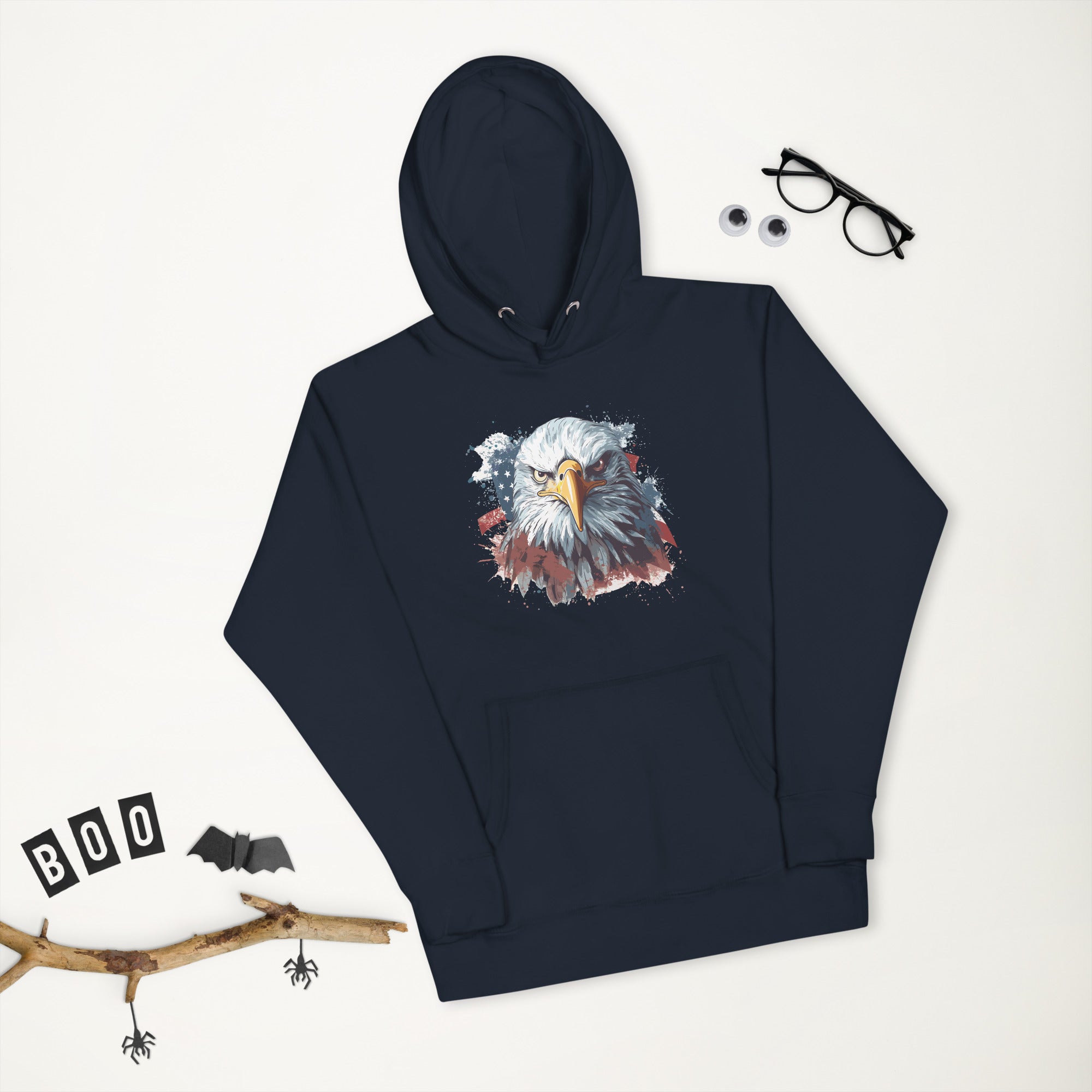 Unisex Premium Hoodie - Eagle Stare with US Flag
