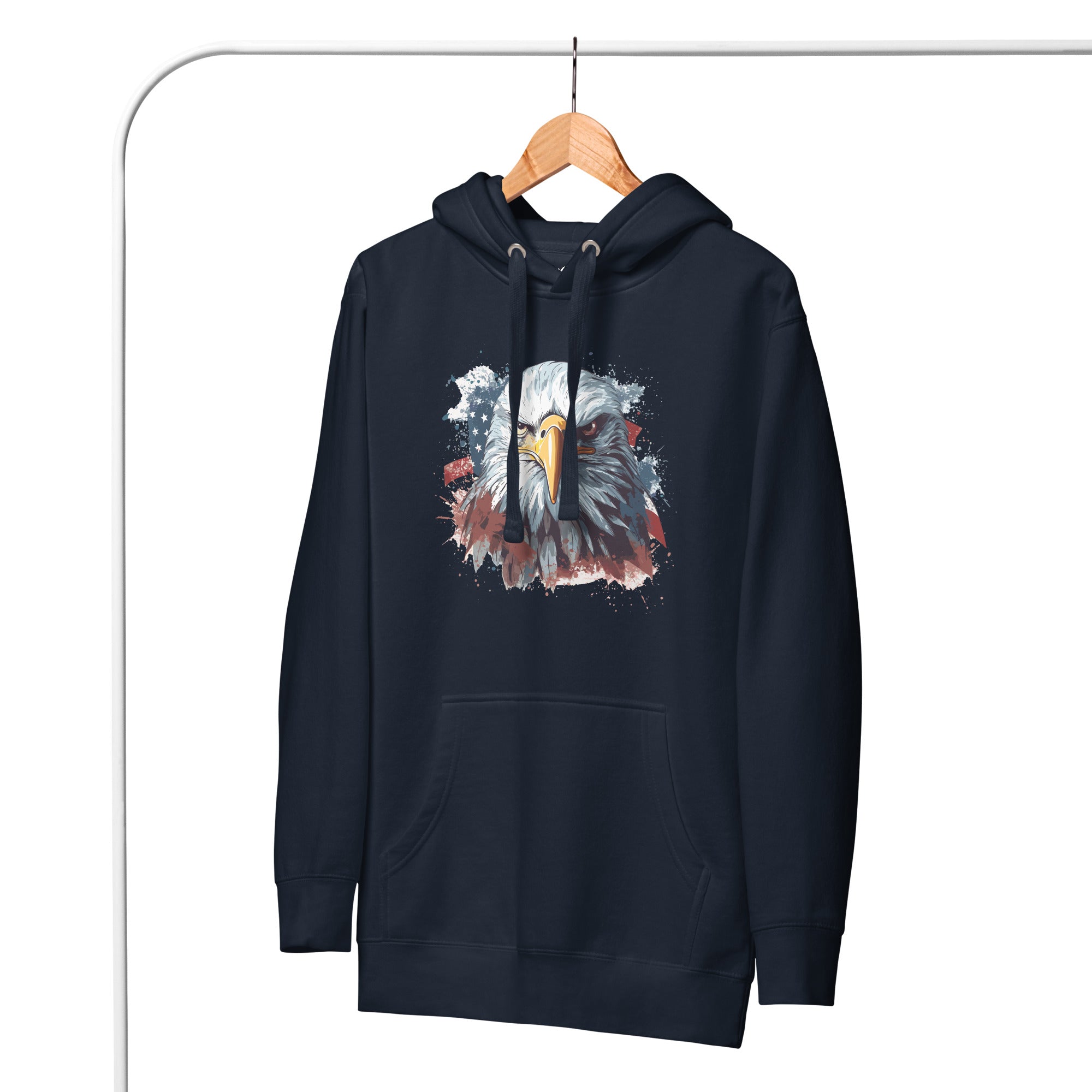 Unisex Premium Hoodie - Eagle Stare with US Flag