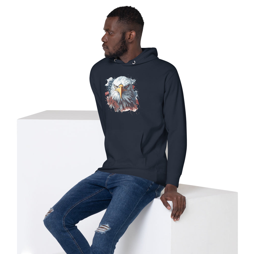 Unisex Premium Hoodie - Eagle Stare with US Flag