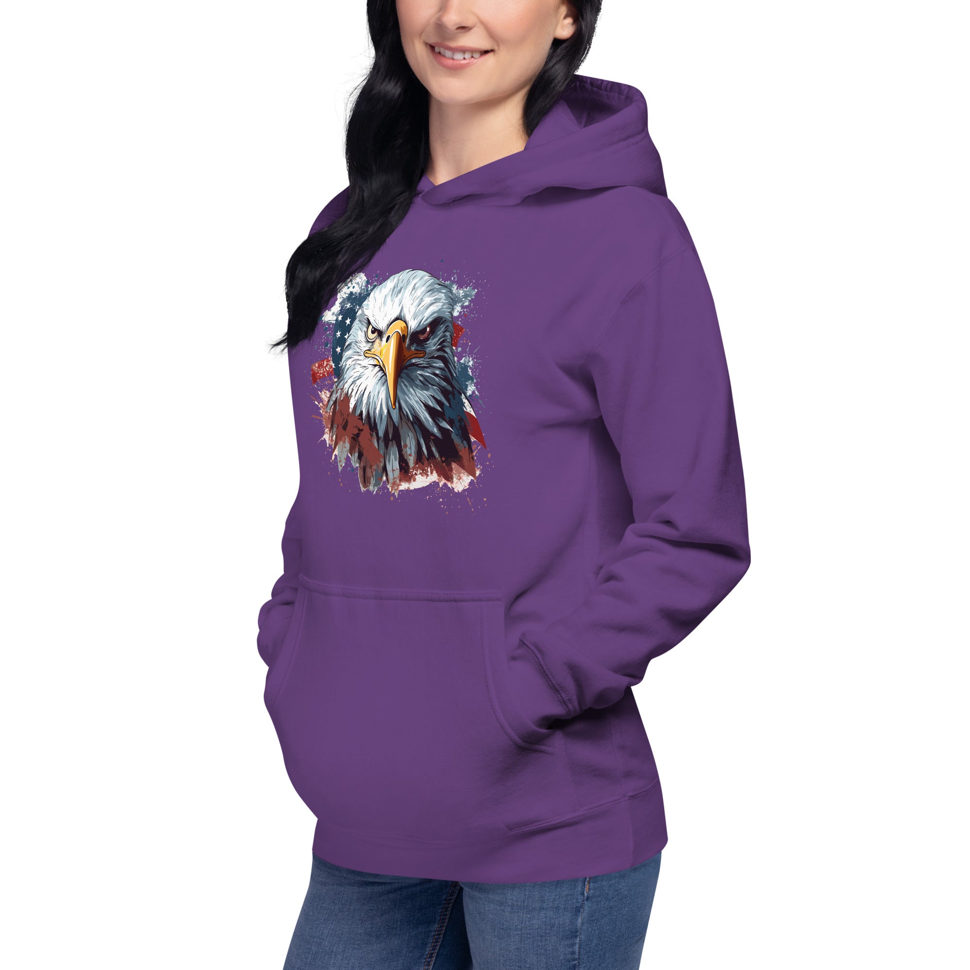 Unisex Premium Hoodie - Eagle Stare with US Flag