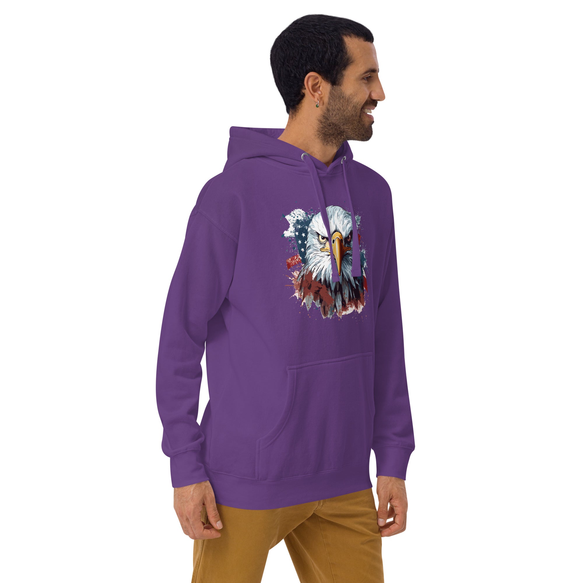 Unisex Premium Hoodie - Eagle Stare with US Flag