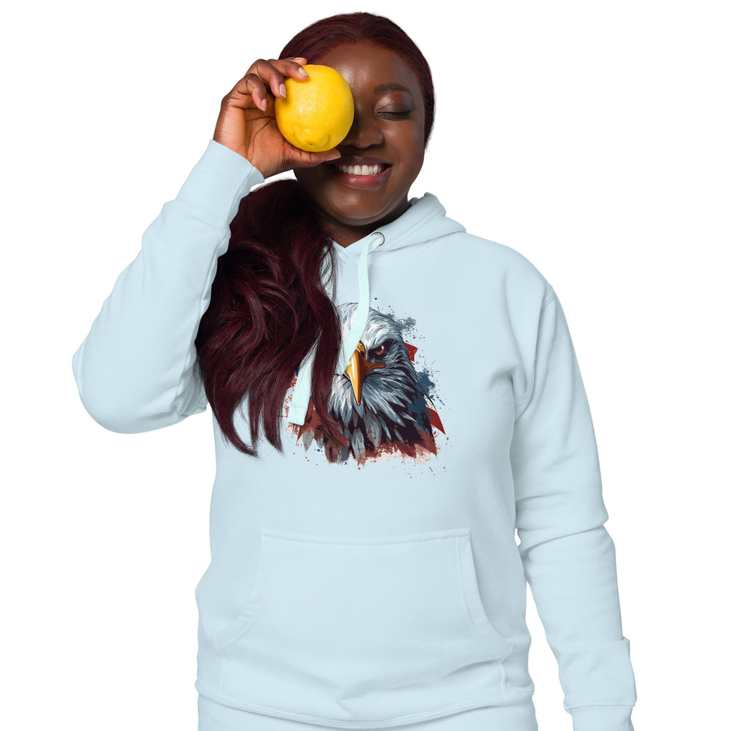 Unisex Premium Hoodie - Eagle Stare with US Flag