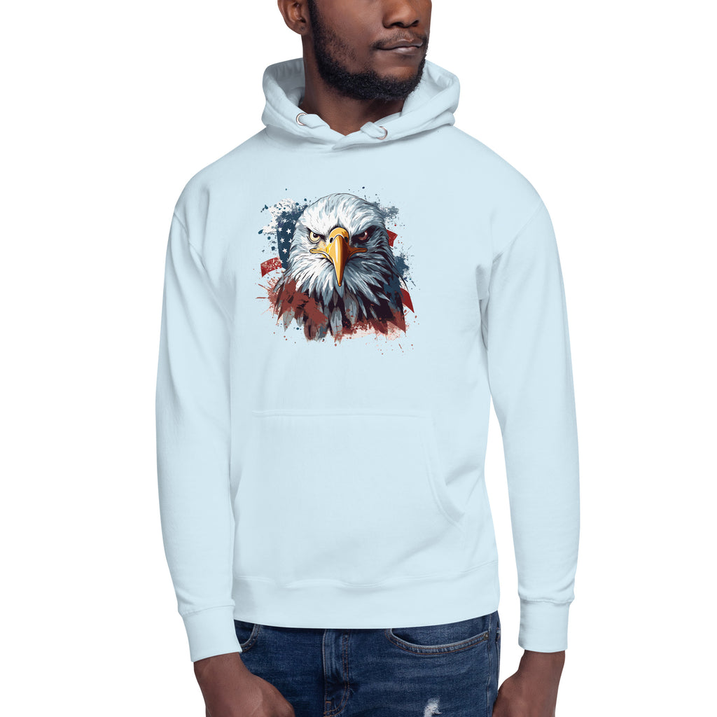Unisex Premium Hoodie - Eagle Stare with US Flag