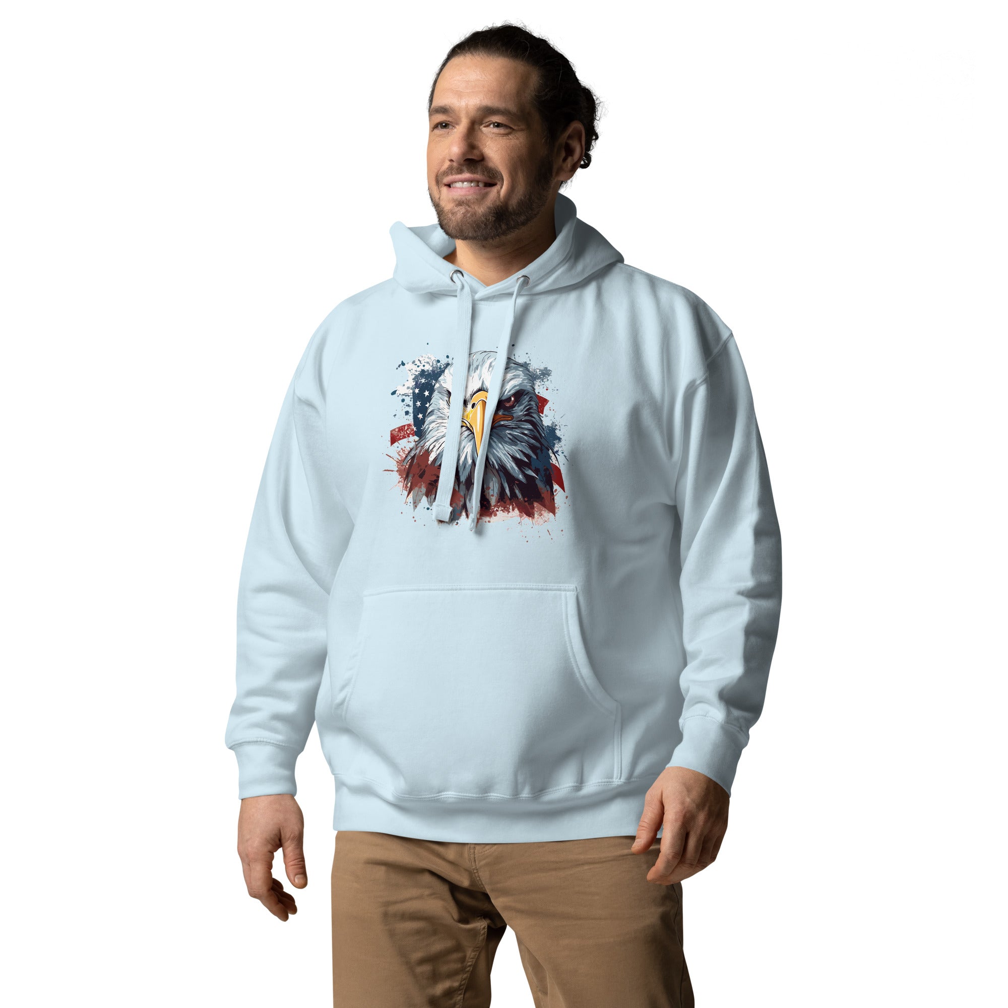 Unisex Premium Hoodie - Eagle Stare with US Flag