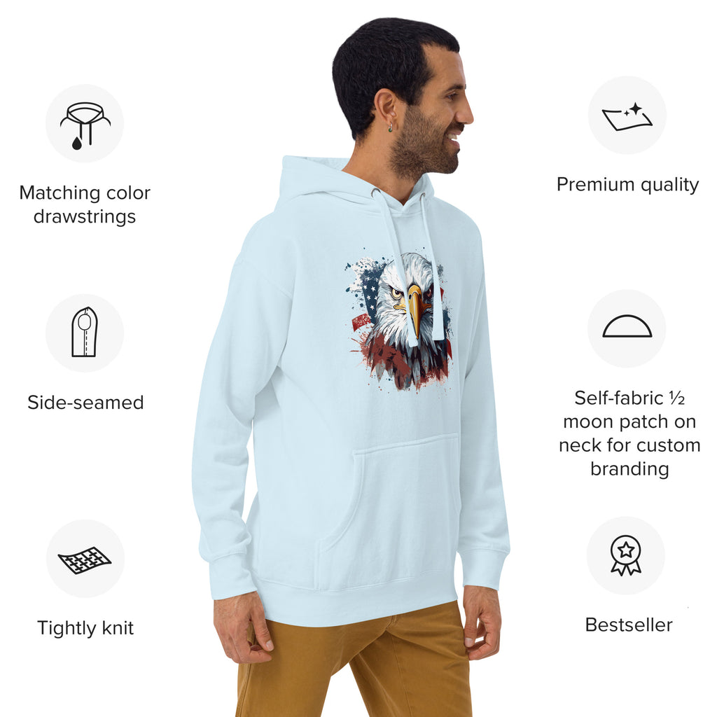 Unisex Premium Hoodie - Eagle Stare with US Flag