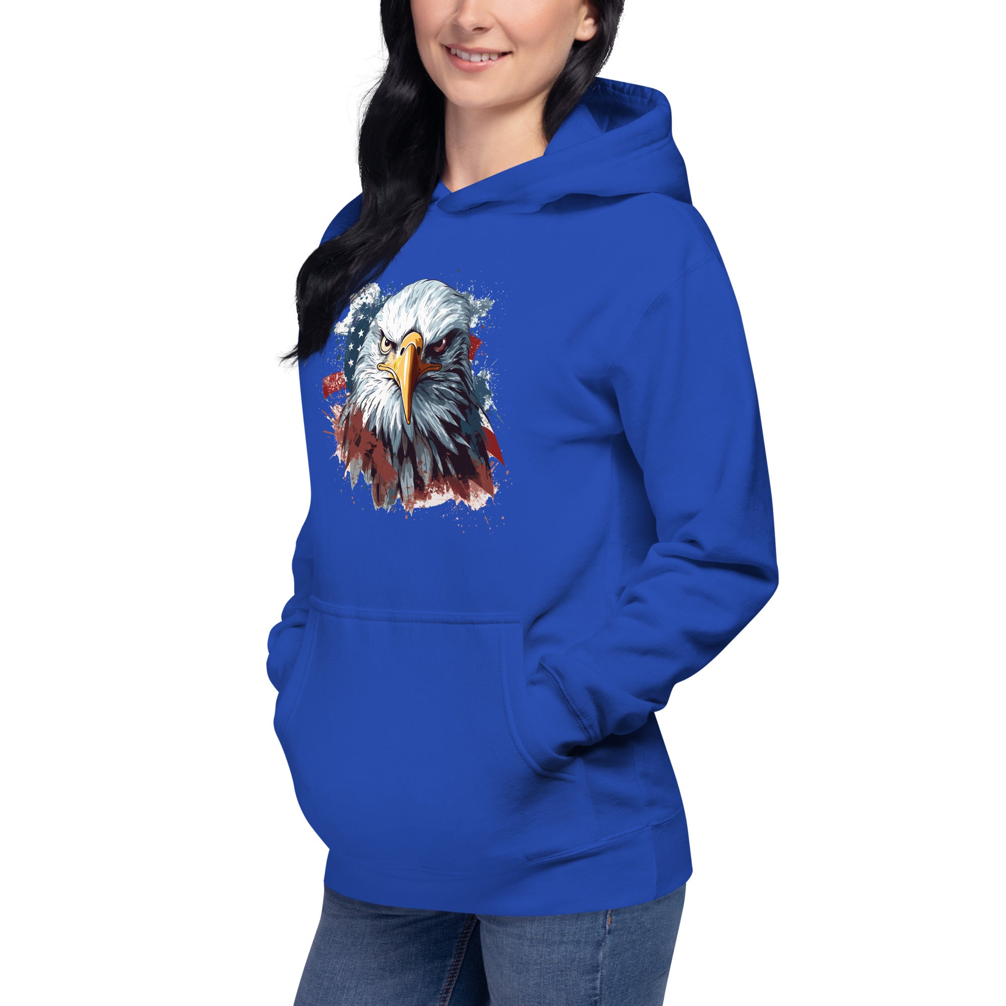 Unisex Premium Hoodie - Eagle Stare with US Flag