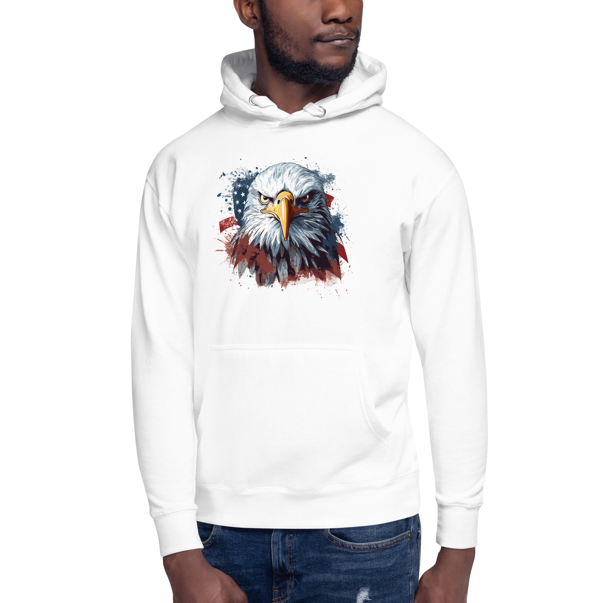 Unisex Premium Hoodie - Eagle Stare with US Flag