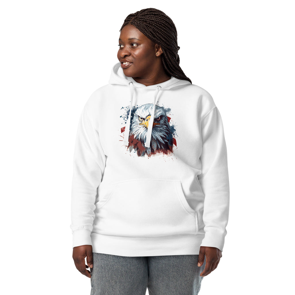 Unisex Premium Hoodie - Eagle Stare with US Flag