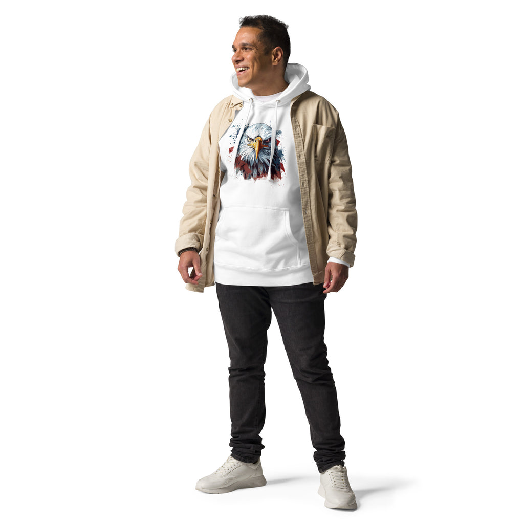 Unisex Premium Hoodie - Eagle Stare with US Flag