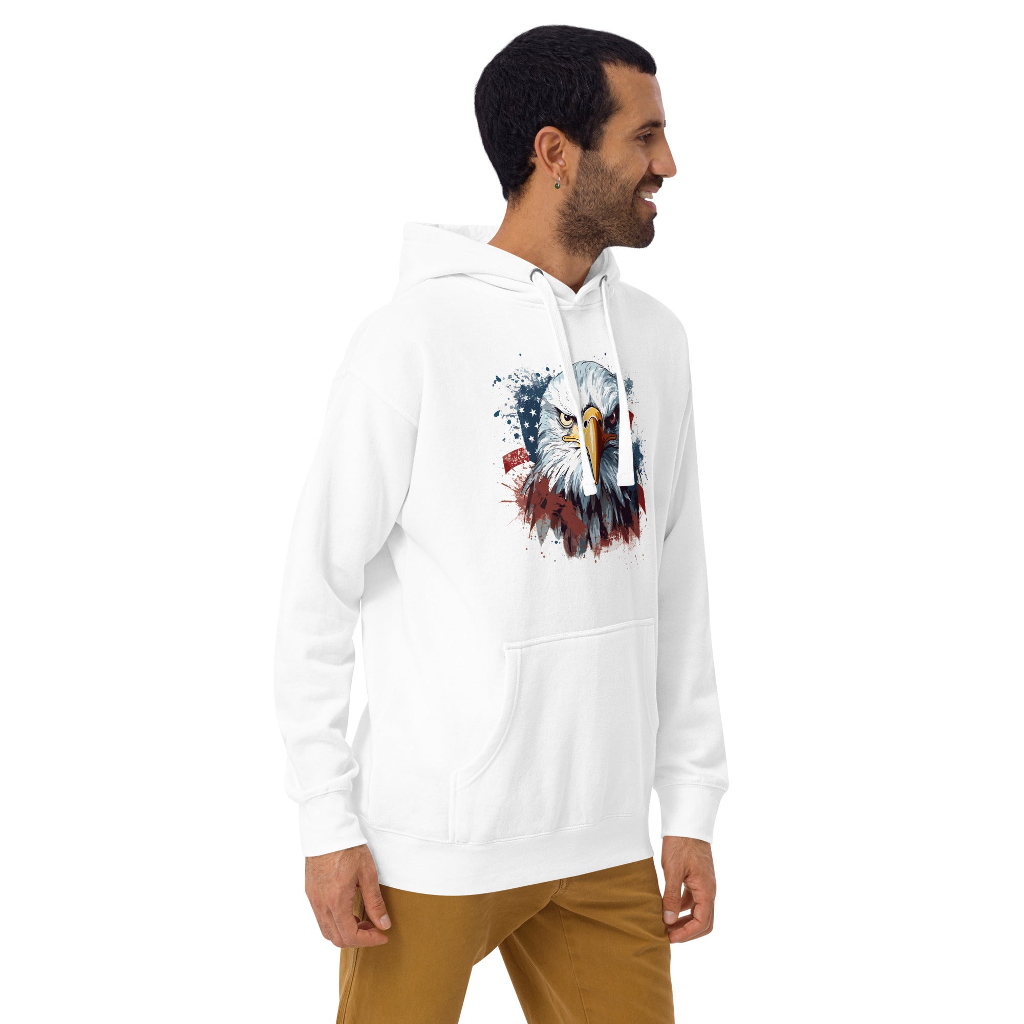 Unisex Premium Hoodie - Eagle Stare with US Flag